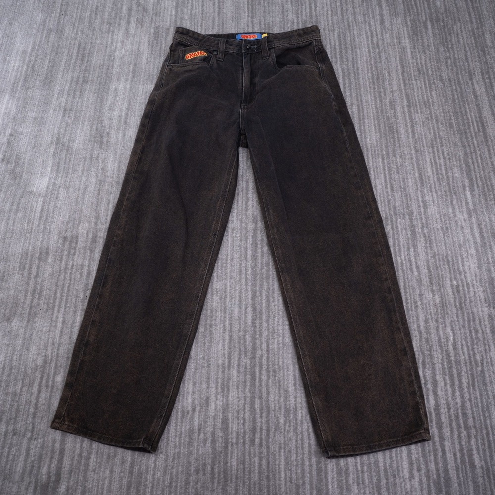 Empyre Loose Fit Skate Jeans Faded Black Denim Embroidered Logo 28 Fit 29X27.5